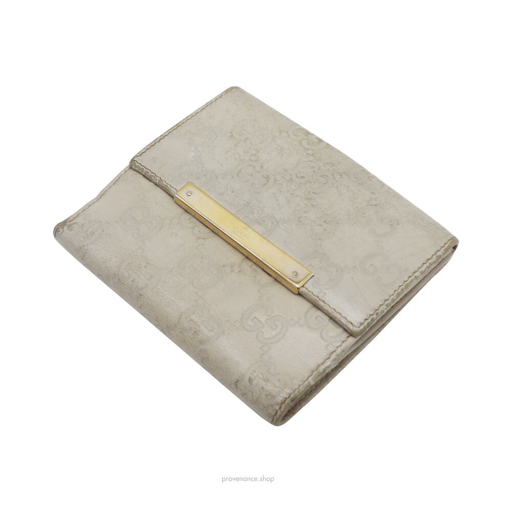 🔴 Gucci Trifold Wallet - Chalk Guccissima Leather - Picture 3 of 10